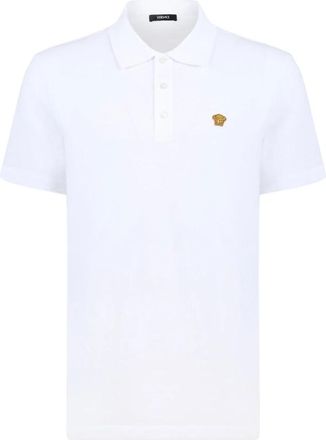 Versace Zwarte Medusa Embleem Poloshirt - Heren - Polos - Wit - XL - Katoen - Tops