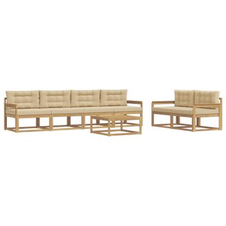 vidaXL Conjunto De Sof&aacute;s De Exterior Con Coj&iacute;n 6 Pcs Y Beige Vidaxl