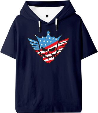 Generic Cody Rhodes Victory Hooded T-Shirt Unisex Short Sleeve Sport Tee Women Men Outdoor Streetwear Tops (Navy,4XL)