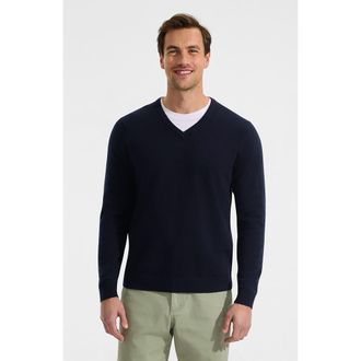 Lands End CashTouch V Neck Sweater in Navy Heather at Nordstrom, Size Xx-Large