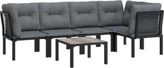 vidaXL Juego De Muebles De Jard&iacute;n 6 Pzas Rat&aacute;n Sint&eacute;tico Negro Y Gris Vidaxl