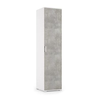 Dmora Armario multiusos 1 puerta efecto madera cemento, blanco 45x45h195 cm