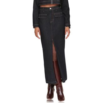Avec Les Filles Slit Denim Maxi Skirt in Rinse Wash at Nordstrom Rack, Size Medium