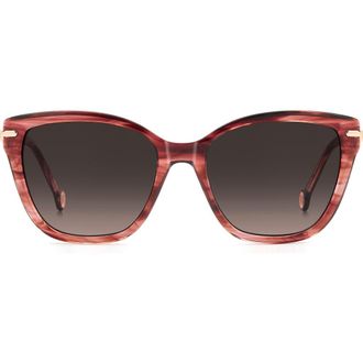 Carolina Herrera Her 55mm Gradient Cat Eye Sunglasses in Red Horn/Brown Sf at Nordstrom