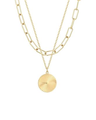 Adornia 2Pc 14K Chunky Paperclip Chain And Pendant Necklace Set