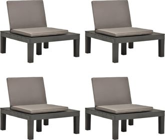 vidaXL Vidaxl - Tumbonas Jard&iacute;n Con Cojines 4 Unidades Pl&aacute;stico Gris Antracita