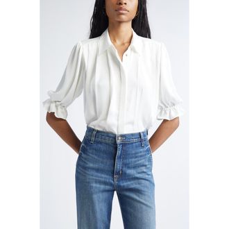 Ramy Brook Amira Button Front Woven Shirt in Ivory at Nordstrom, Size X-Small