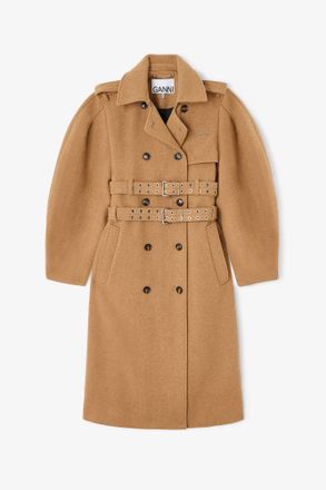 Ganni Beige Wool Trench Coat