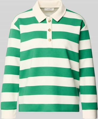 Christian Berg Sweatshirt mit Polokragen und Knopfleiste in Gruen, Gr&ouml;&szlig;e XXL