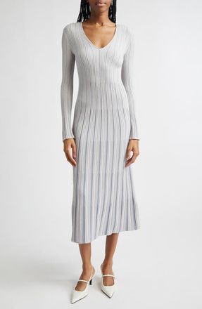 Emporio Armani Long Sleeve Rib Sweater Dress in Pearl at Nordstrom, Size 16 Us