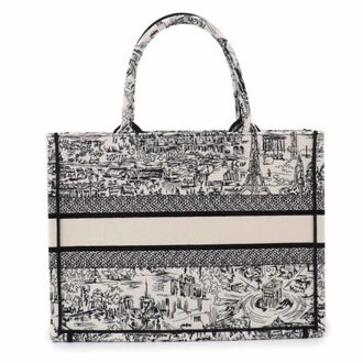 Dior Black White Canvas Handbag Tote Bag (Pre-Owned)