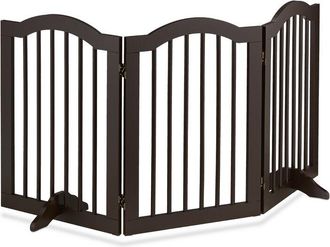 Relaxdays Relaxdays - Barrera Seguridad Perros, Plegable, Con Patas, Valla Protecci&oacute;n Mascotas, Redondeada, 70x154x30cm, Marr&oacute;n