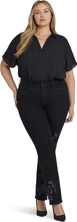 NYDJ Plus Size Marilyn Embroidery Jeans in Black Rinse Womens Clothing Black Rinse : 22W 32, Cotton/Denim/Elastane