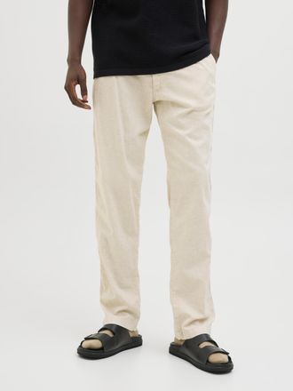 Jack & Jones Stoffhose JACK & JONES JPSTKANE HYBRID BONDI JOGGER SN, Herren, Gr. M, N-Gr, gelb (moonbeam), Web, Obermaterial: 80% Baumwolle, 20% Leinen, unifarben,