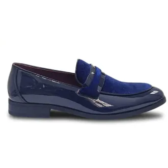 TruClothing Loafers Slip On Velvet Detailed Patent Formal Shoe