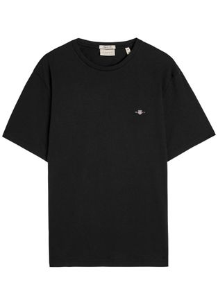GANT Logo-embroidered Cotton T-shirt - Black - Xxl
