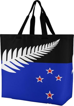 Generic Flag of New-Zea-land Large Reusable Shopping Bag Lightweight Foldable Tote Bags Washable Shoulder Handbag