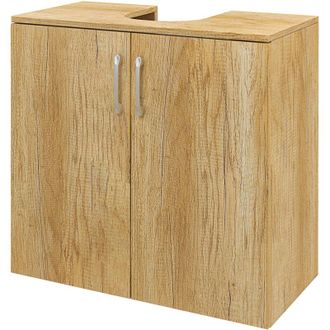 HOMCOM Mobile Bagno Sospeso Sottolavabo 2 Ante e 2 Ripiani in Legno Naturale - Homcom