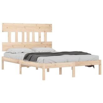Berkfield Home Beautiful Bed Frame Solid Wood 120x200 cm in Light Tan | Size: Small Double