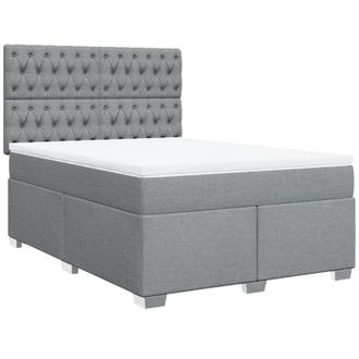vidaXL Vidaxl - Cama Box Spring Con Colch&oacute;n Tela Gris Claro 160x200 Cm