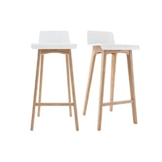 Miliboo Miliboo - Set De 2 Taburetes De Cocina N&oacute;rdicos Blancos Y Madera Clara 75 Cm Baltik