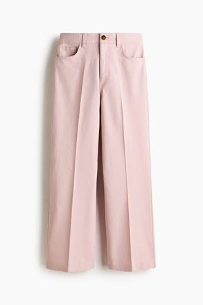 H&M Bootcut Cotton Canvas Trousers in Light Pink at Nordstrom, Size 12