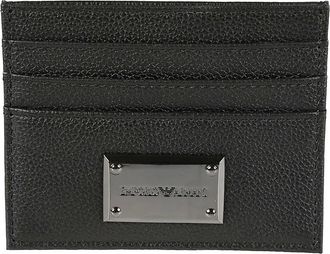 Emporio Armani Creditcardhouder met logo-embleem - Heren - Portefeuilles - Zwart - ONE Size - Polyester - Accessoires