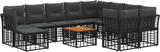 vidaXL Conjunto De Sof&aacute;s De Exterior 11 Uds. Negro Y Gris Oscuro Vidaxl