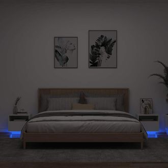 vidaXL Vidaxl - Mesitas De Noche Con Luces Led 2 Unidades Blanco 40x39x37 Cm