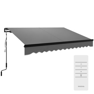 OUTSUNNY 3 X 2.5m Electric Awning With LED Light And Remote Controller - Grey | TJ Hughes