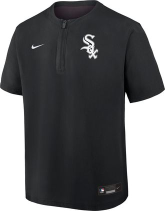 Nike Chicago White Sox Authentic Collection Nike Mens Dri-FIT MLB 1/4-Zip Short-Sleeve Windshirt in Black | 04HF0GIMRX-Q9T