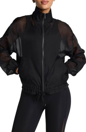 Spanx GM Sheer Full Zip Jacket in Very Black at Nordstrom, Size X-Small