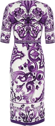 Dolce & Gabbana Womens Purple Silk Midi Dress