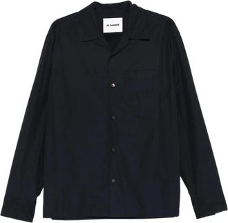 Jil Sander Shirt - Heren - Casual Overhemden - Blauw - L - Leer - Overhemden