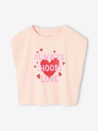 Vertbaudet T?Shirt M&auml;dchen mit Schulterpolstern, Recyclingmaterial hellrosa