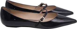 Stuart Weitzman Emilia Mary Jane Flats in Black Patent Leather