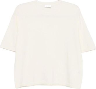 Soft Goat Korte Mouw Ronde Hals - Dames - Ronde hals truien - Wit - XS - Wol - Truien & Vesten