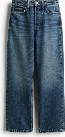 H&M Straight High Waist Ankle Jeans - Denimblau