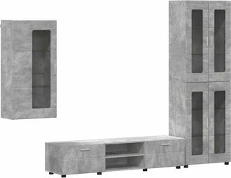 vidaXL TV Cabinet Set with Drawer FLORIN Concrete Grey Engineered Wood vidaXL