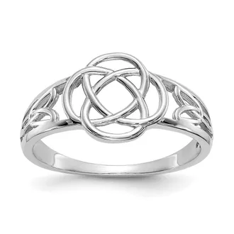 Diamond2Deal 14k White Gold Ladies Celtic Knot Ring