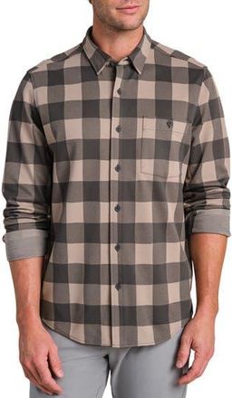 Rhone Hardy Check Flannel Button-Up Shirt in Foggy Taupe/Iron Buffalo at Nordstrom Rack, Size Small