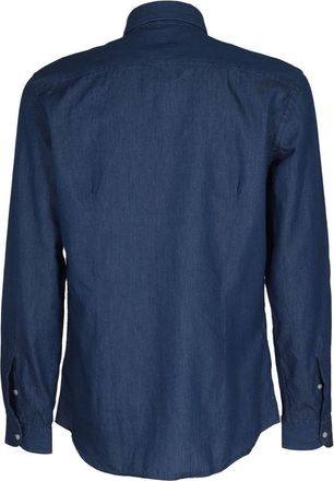 Fay Washed Denim Shirt With French Collar