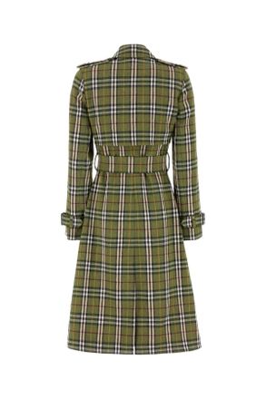 Burberry Womens Embroidered Stretch Linen Trench Coat Caperipcheck Exterior: Elastane