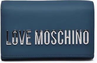 Love Moschino Rectangular Crossbody Bag With Metallic Logo And Chain Strap