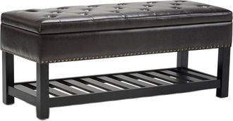 Simpli Home Lomond 44In Transitional Rectangle Storage Ottoman Bench