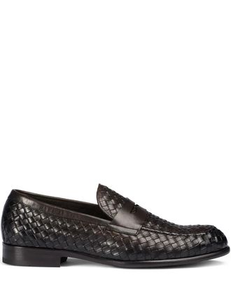 Doucal's woven leather loafers - Brown