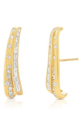 Sara Weinstock Papua Diamond Curved Earrings in Yellow Gold at Nordstrom
