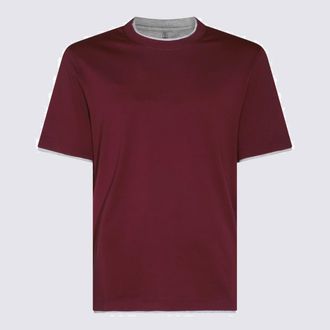 Brunello Cucinelli Dark Red Cotton T-shirt