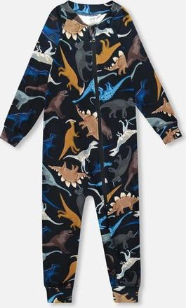Deux par Deux One-Piece Thermal Underwear Dinosaur in Black at Nordstrom, Size 6M