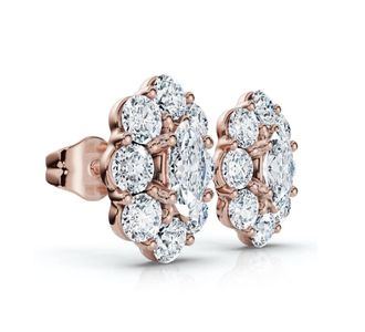 Pompeii3 1 1/2Ct Oval Diamond Halo Studs 14k Gold Womens Earrings Lab Grown